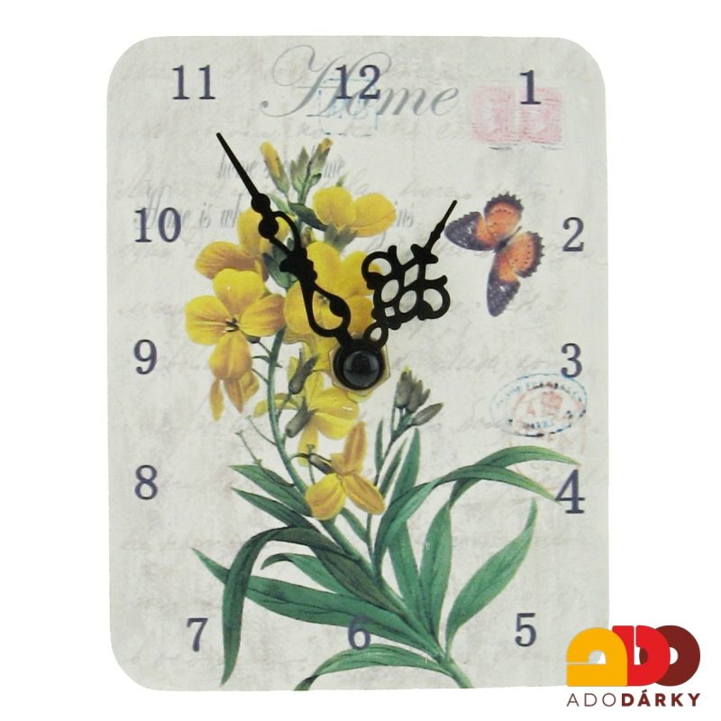 Stolní hodiny s kytičkama 12 cm