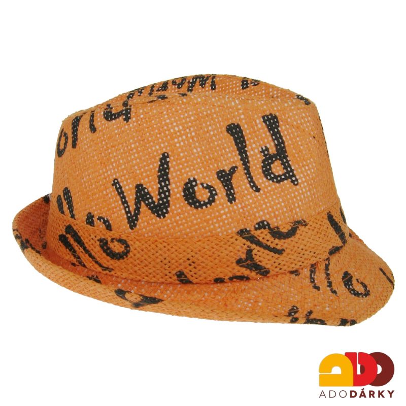 Dětský oranžový klobouk Hello world