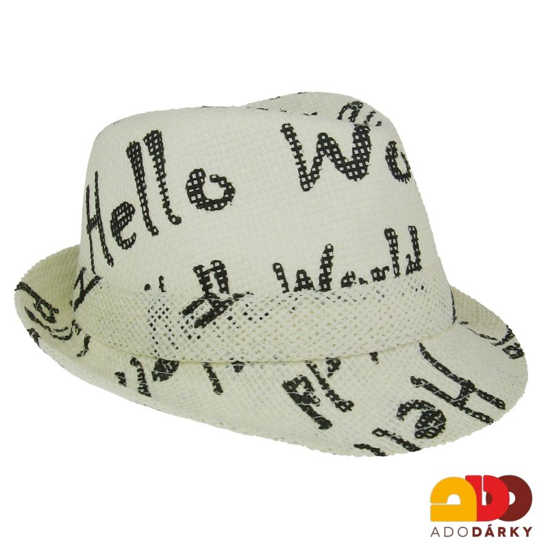 Dětský bílý klobouk Hello world