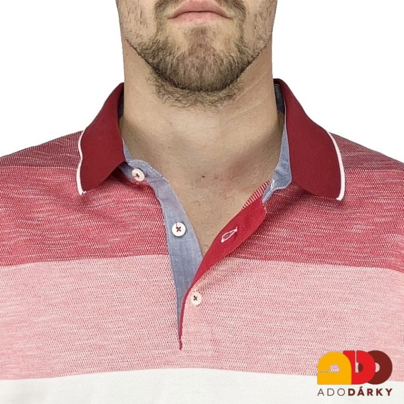 Pánská polokošile krátký rukáv bílo - červené pruhy