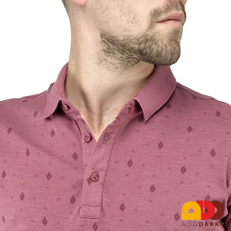 Pánská polokošile krátký rukáv vínová s drobným vzorem