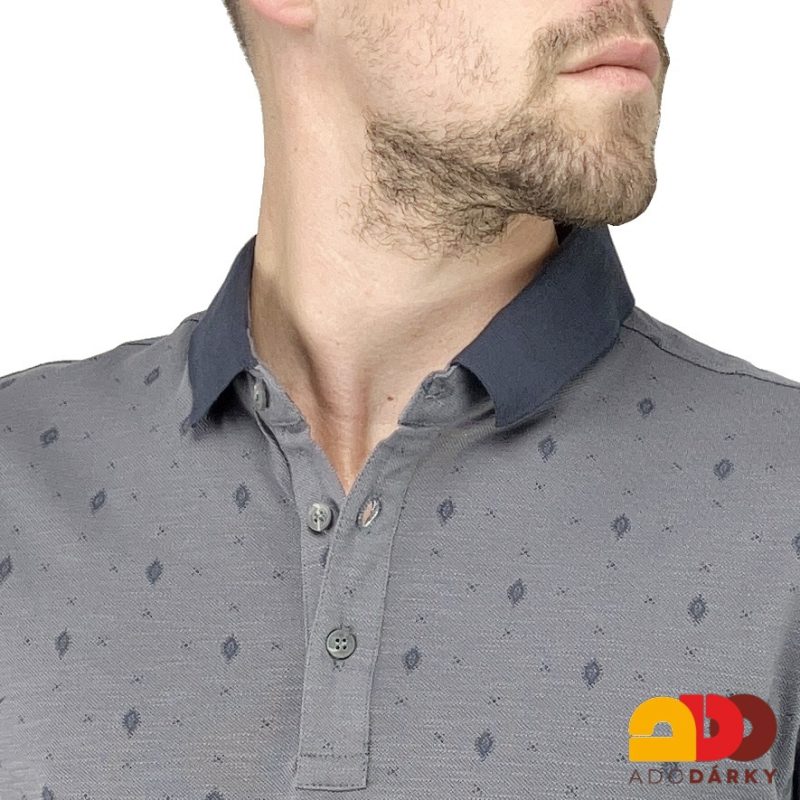Pánská polokošile krátký rukáv šedá s drobným vzorem