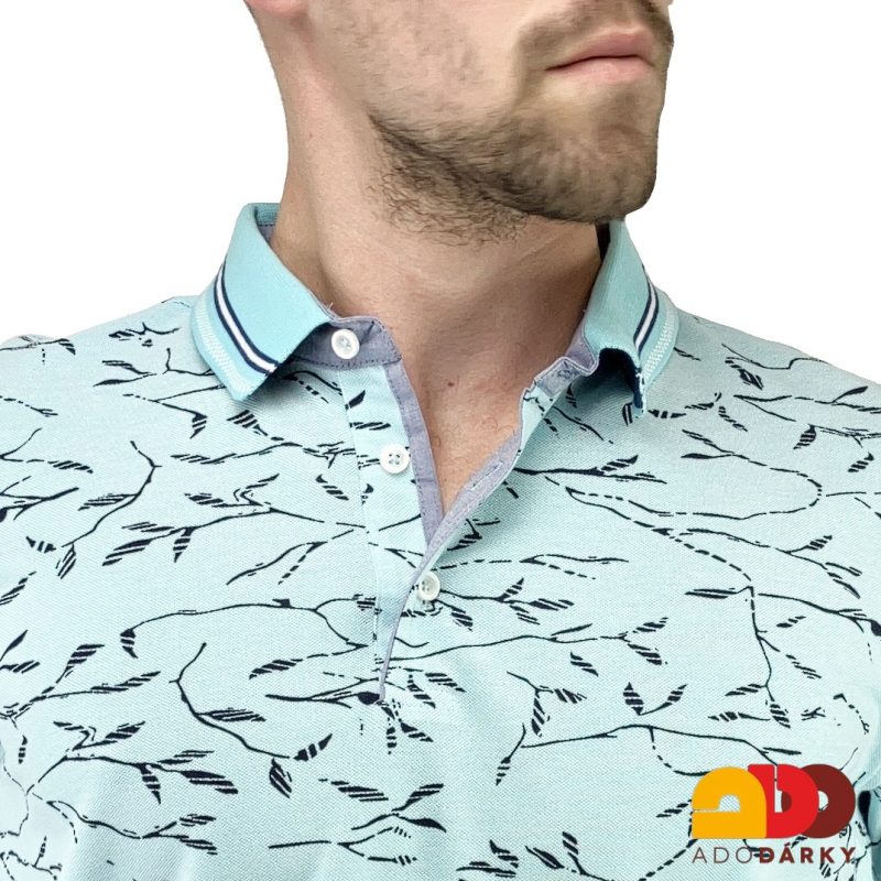 Pánská polokošile krátký rukáv modrá s větvičkami