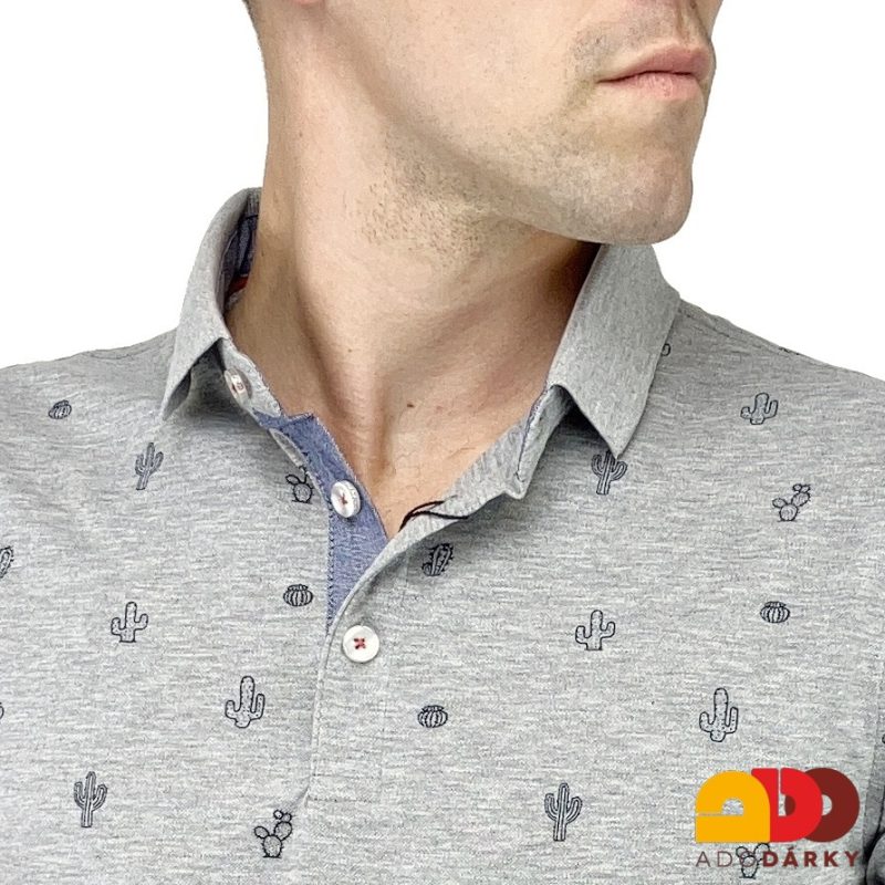 Pánská polokošile krátký rukáv šedá s kaktusy