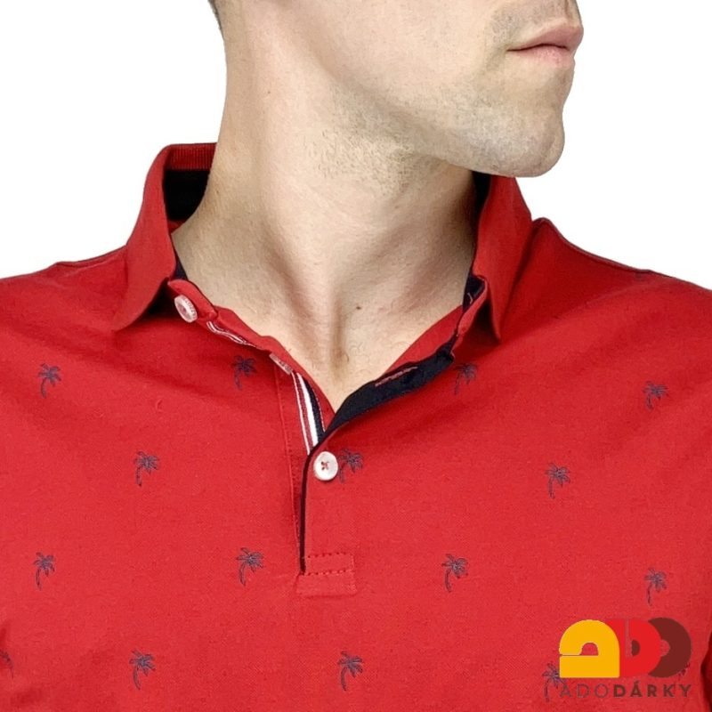 Pánská polokošile krátký rukáv červená s palmami