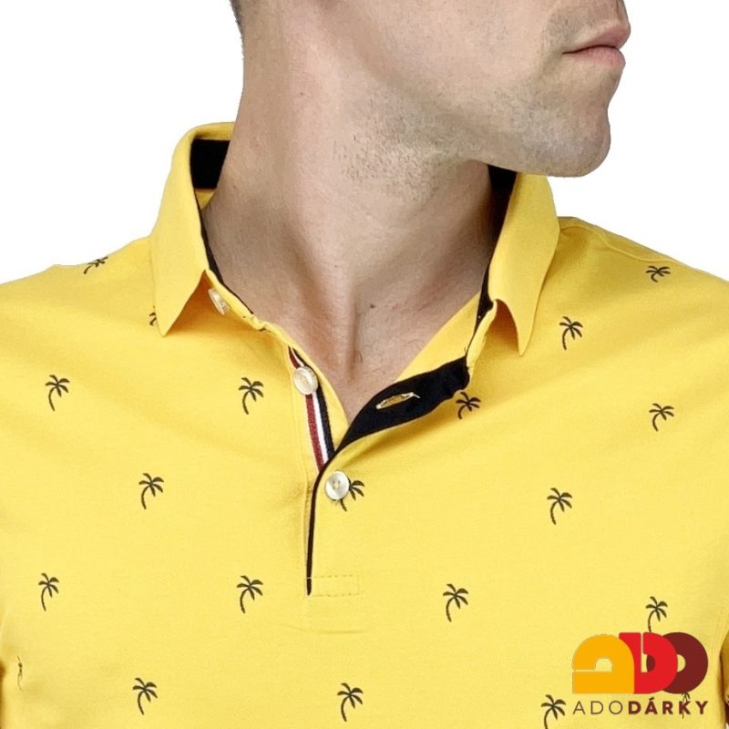 Pánská polokošile krátký rukáv žlutá s palmami