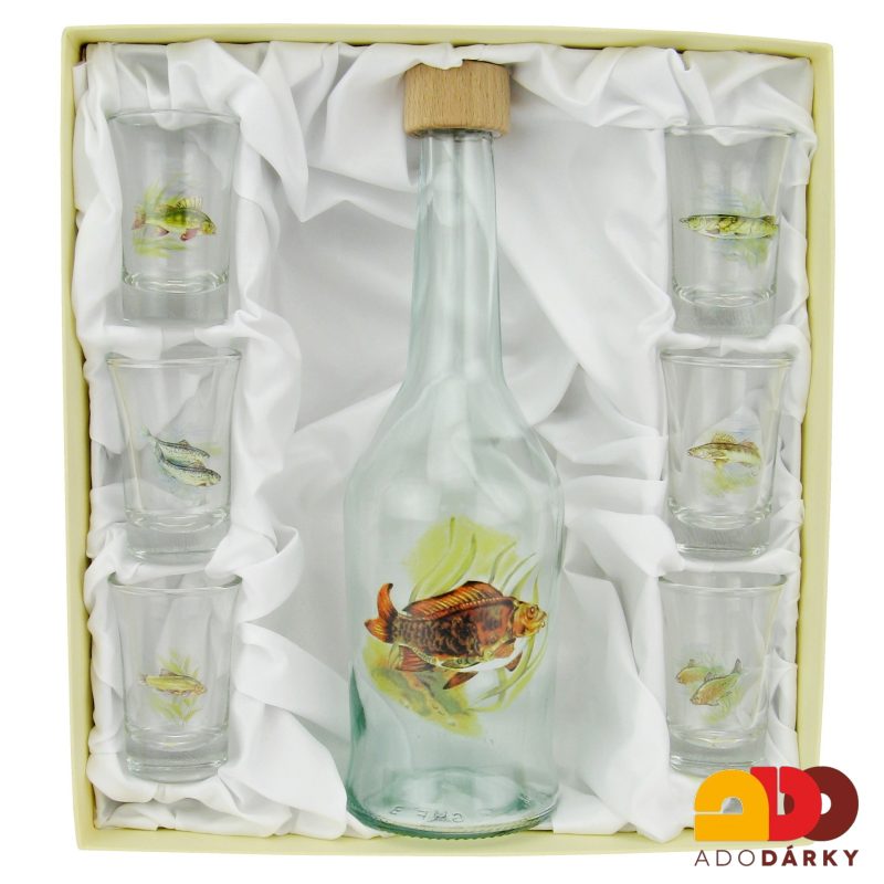 Sada 6 odlivek s láhví "Ryba" 0,5 l