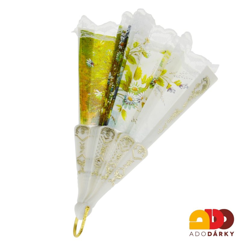 Vějíř krajkový s květy  - varianta XIII. 42 cm