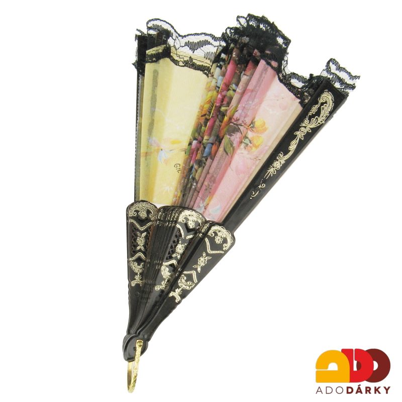 Vějíř krajkový s květy - varianta XVII. 42 cm