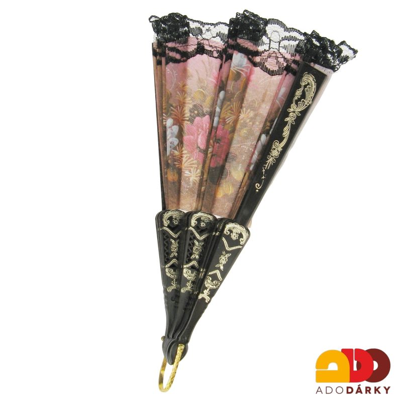 Vějíř krajkový s květy - varianta XVIII. 42 cm