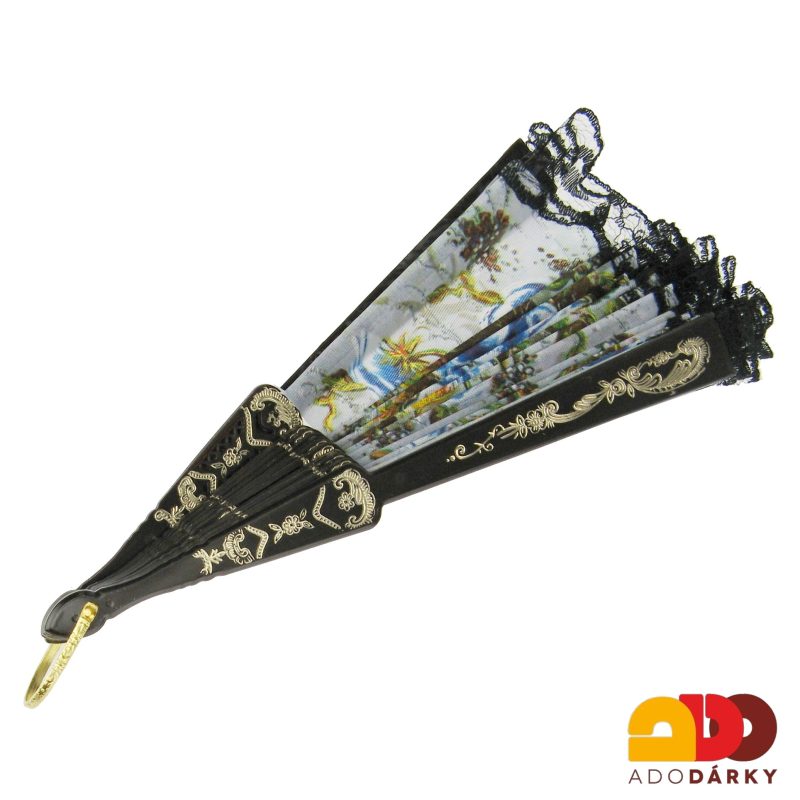 Vějíř krajkový s květy - varianta XXI. 42 cm
