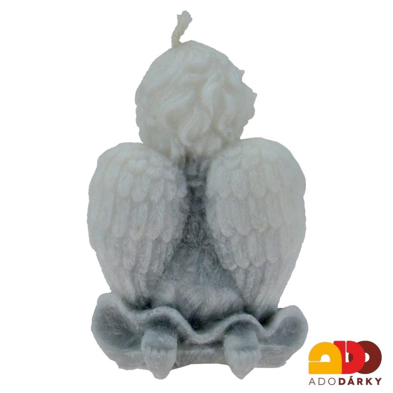 Svíčka klečící anděl šedý  9,5 cm