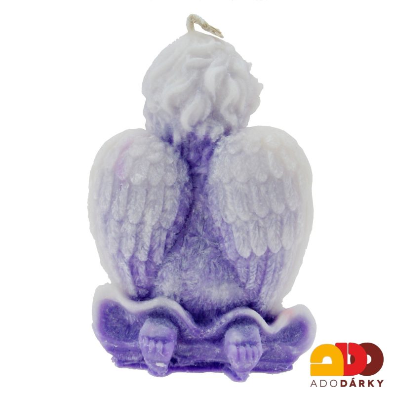 Svíčka klečící anděl tmavě fialový  9,5 cm