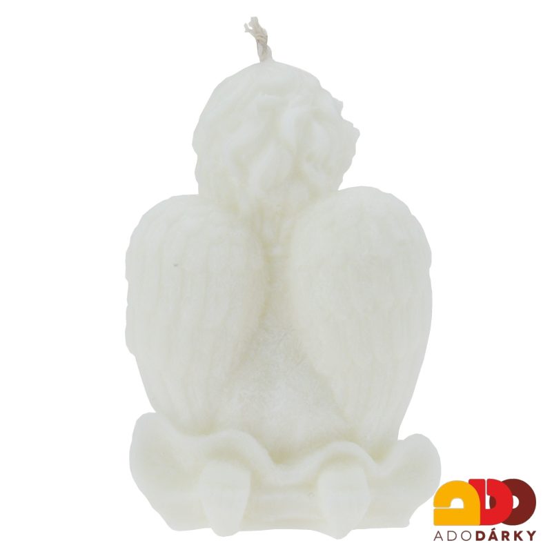 Svíčka klečící anděl bílý  9,5 cm