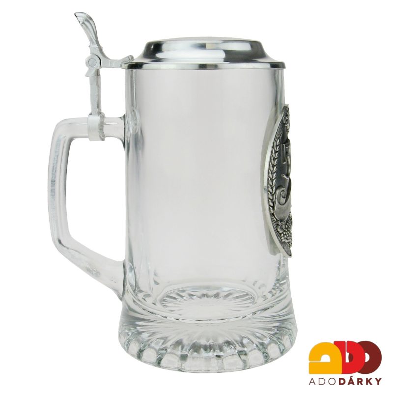 Půllitr s cínovým víkem a číslicí "50"