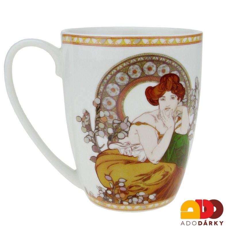 Hrnek Alfons Mucha Smaragd bílý 0,35 l