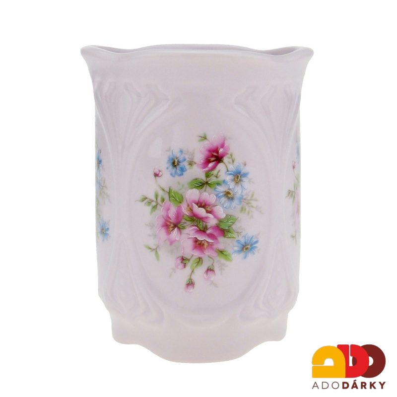 Hrnek růžový porcelán s kvítky 0,18 l