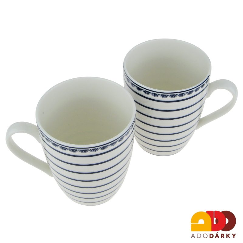 Sada porcelánových hrnků modrobílý dekor 300 ml