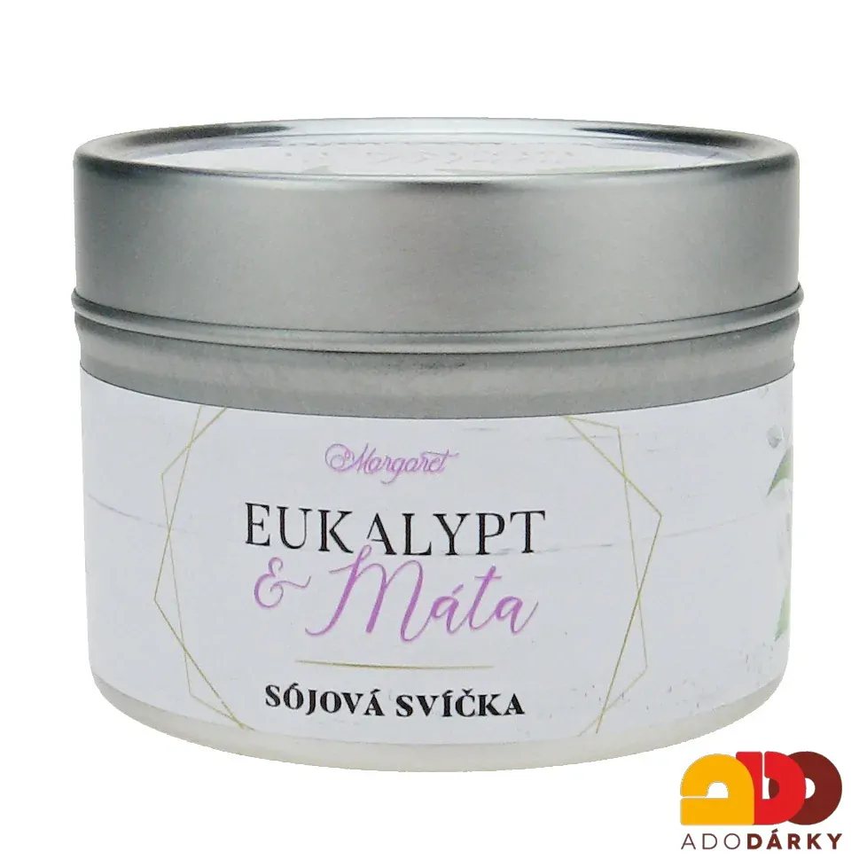 Sójová svíčka v plechové krabičce Eukalypt a máta