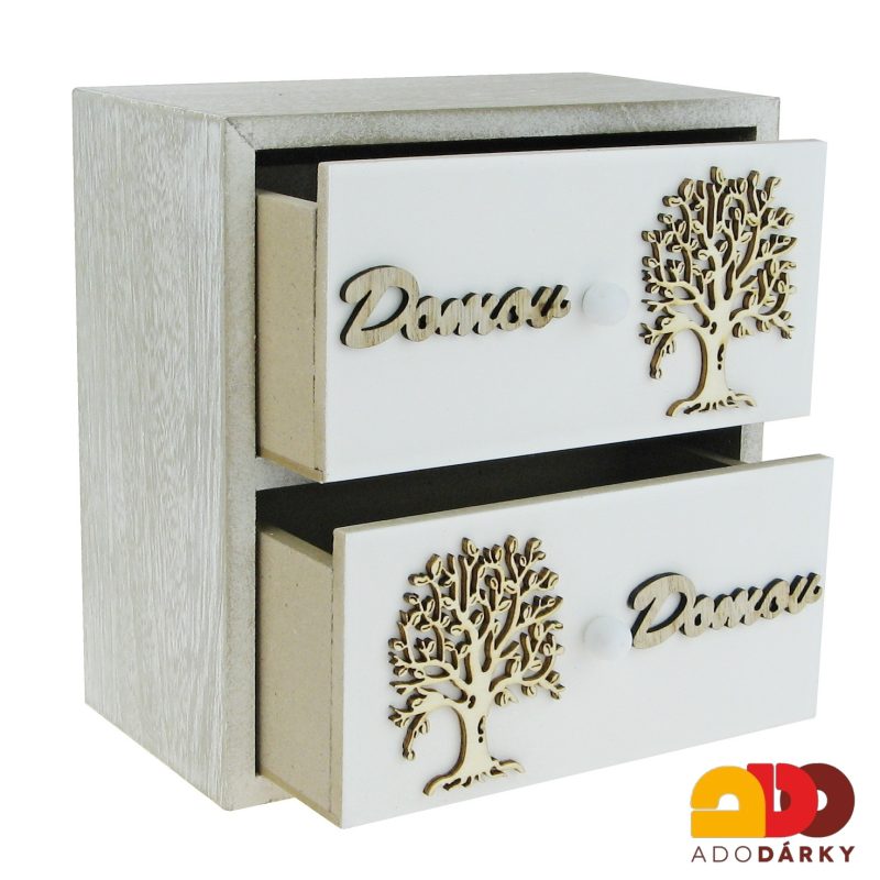 Šperkovnice Domov s dvěma šuplíčky nad sebou 16 x 11,5 x 16,5 cm