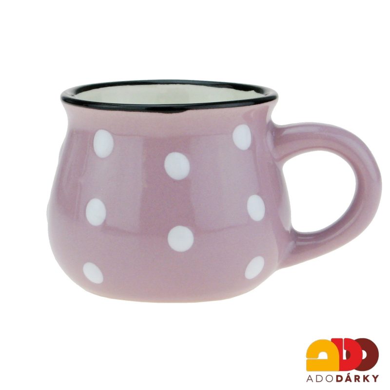 Hrneček moka růžový s bílými puntíky 75 ml