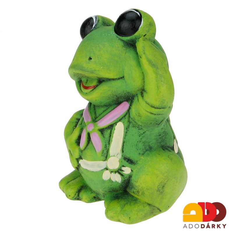Pokladnička žába s růžovým šátkem 16 cm