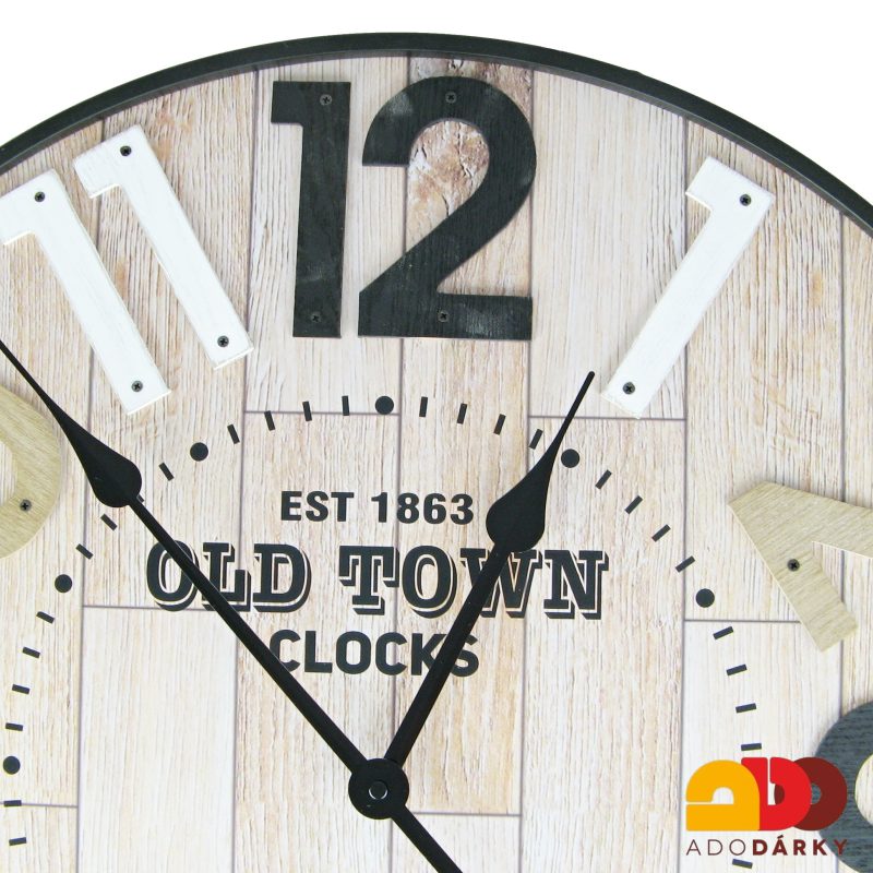 Hodiny dřevo + kov "Old town" 60 cm