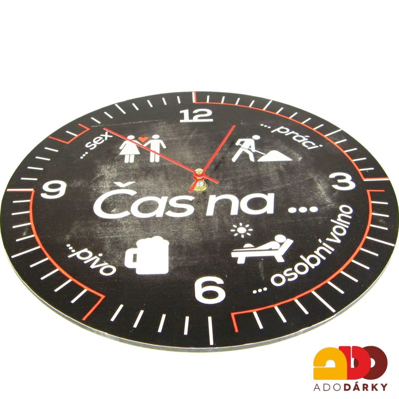 Dřevěné hodiny "Čas na ..." Ø 34 cm