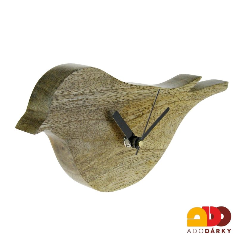 Hodiny ptáček z mangového dřeva 25 cm