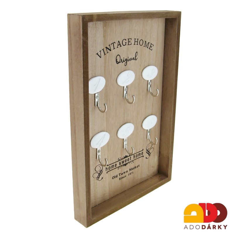 Rámeček na klíče s nápisem Vintage home 30 cm