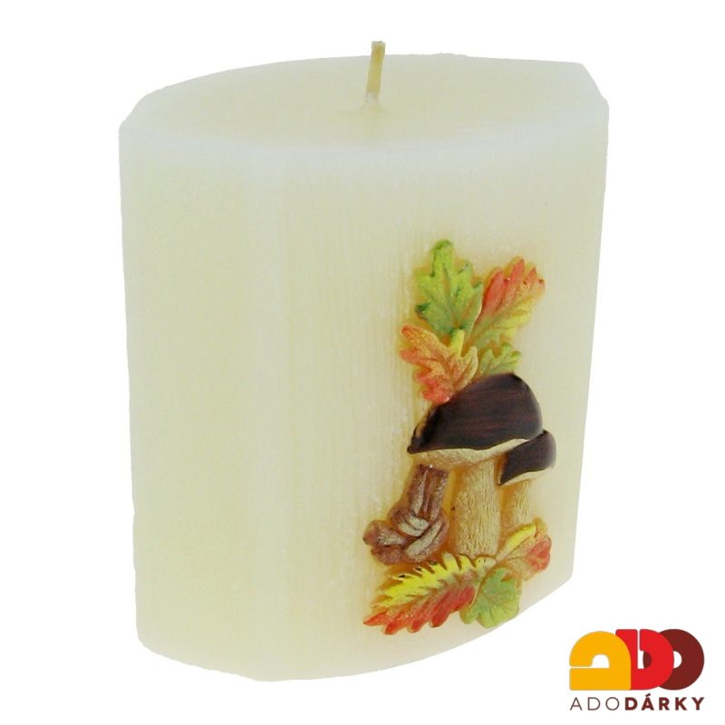 Svíčka ovál podzim bílá 8 cm