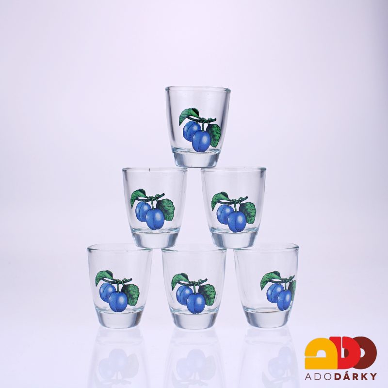 Sada 6 odlivek s láhví "60 švestky" 0,35 l