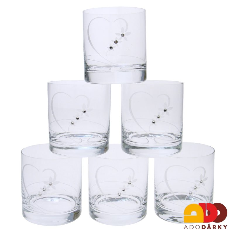 Sklenice na whisky Preciosa srdce 300 ml, 6 ks