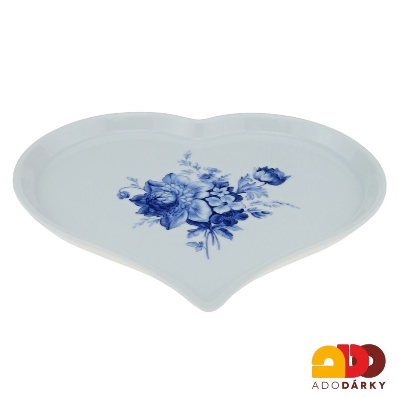 Tác ve tvaru srdce - modré květy 21,5 cm