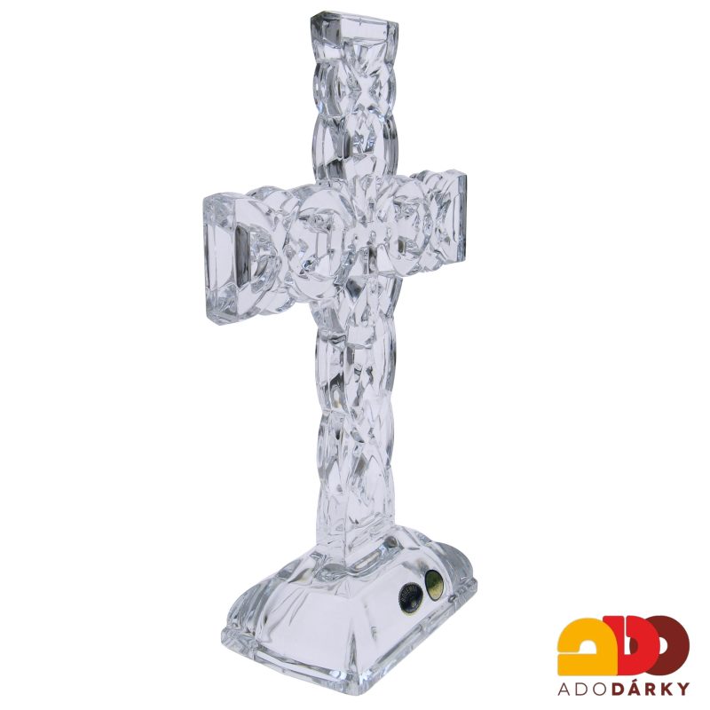 Skleněný kříž na podstavci 27,5 cm