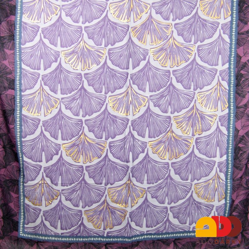 Fialovo - zlato - vínová dámská šála s listy