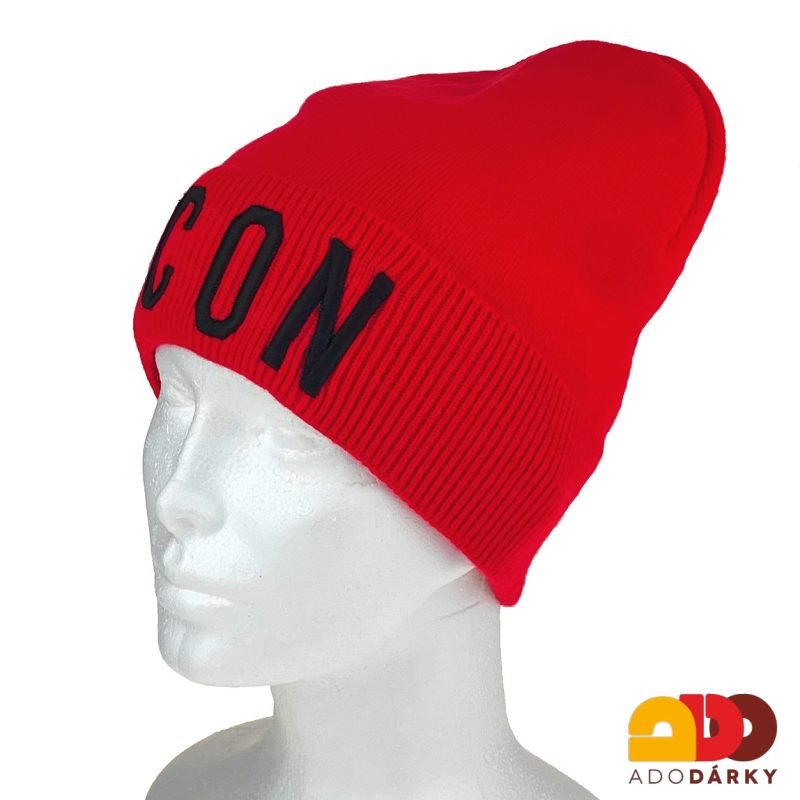 Dámská zimní čepice ICON s lemem červená