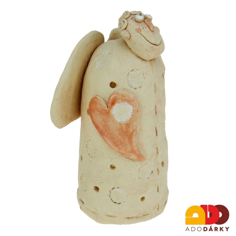 Keramický anděl se srdíčkem 18,5 cm