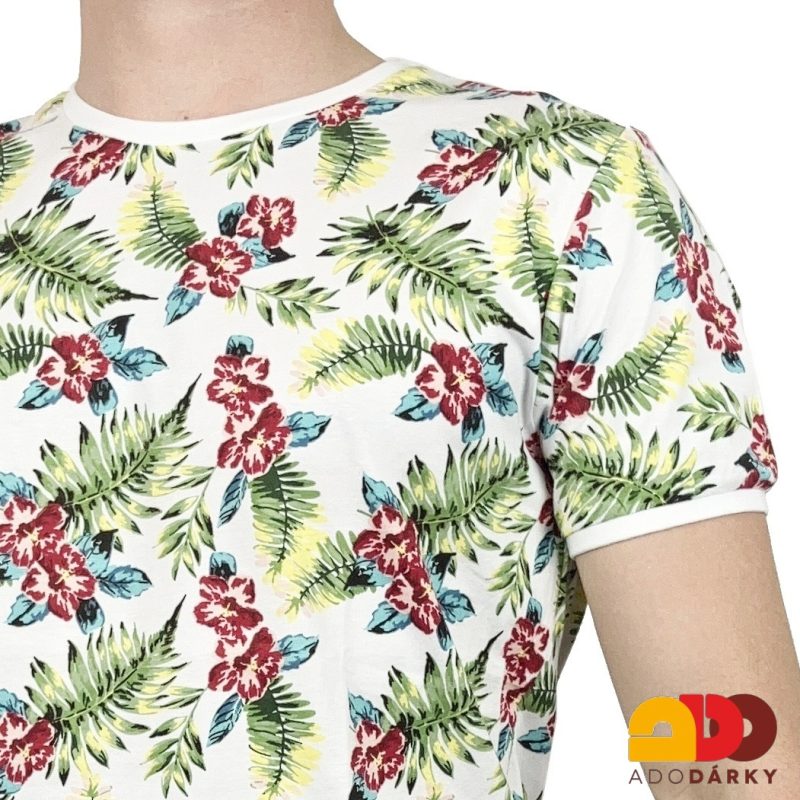 Pánské triko bílé s listy