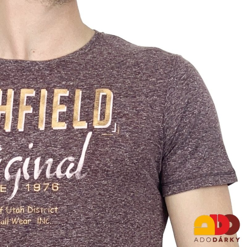 Pánské triko fialové prskané s nápisy