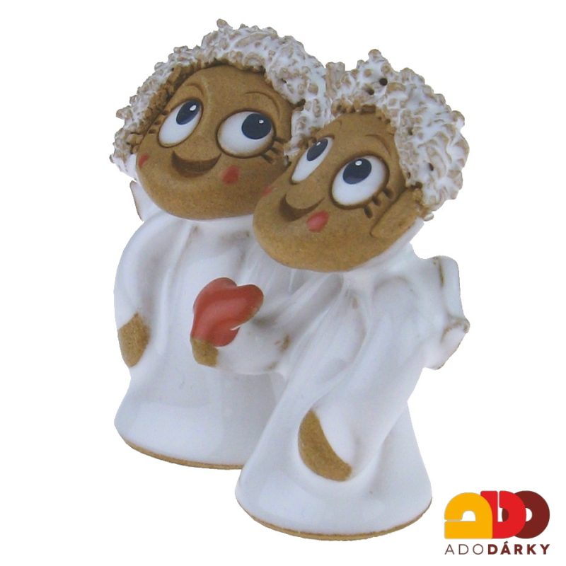 Anděl s andělkou se srdíčkem 6,5 cm