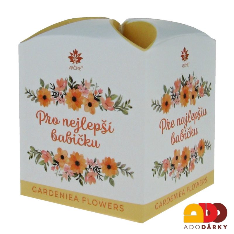 Svíčka ve skle PRO NEJLEPŠÍ BABIČKU /GArdenia flowers