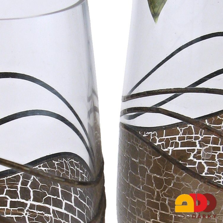 Sada dvou ručně zdobených fléten hnědé barvy 200 ml