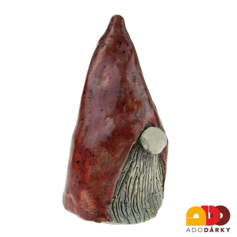 Keramický trpaslík červený 15 cm