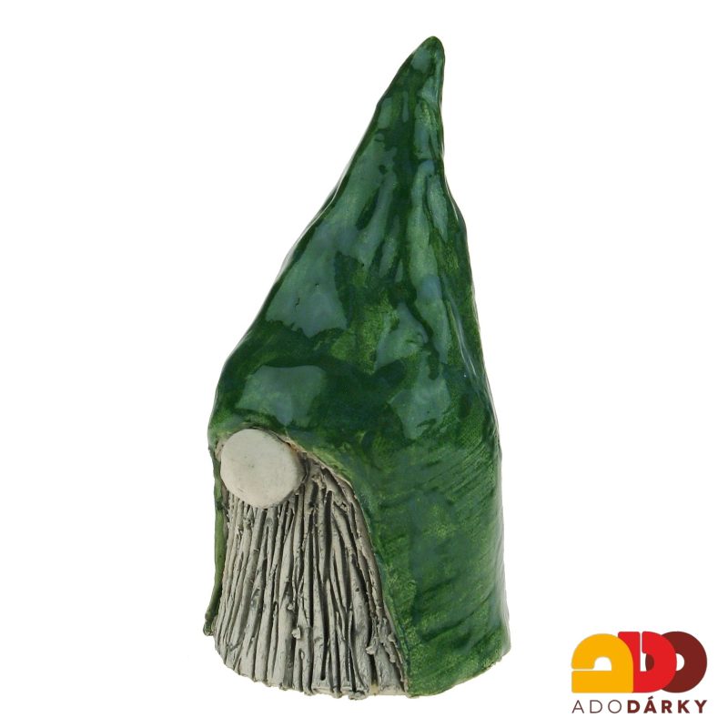 Keramický trpaslík zelený 15,5 cm
