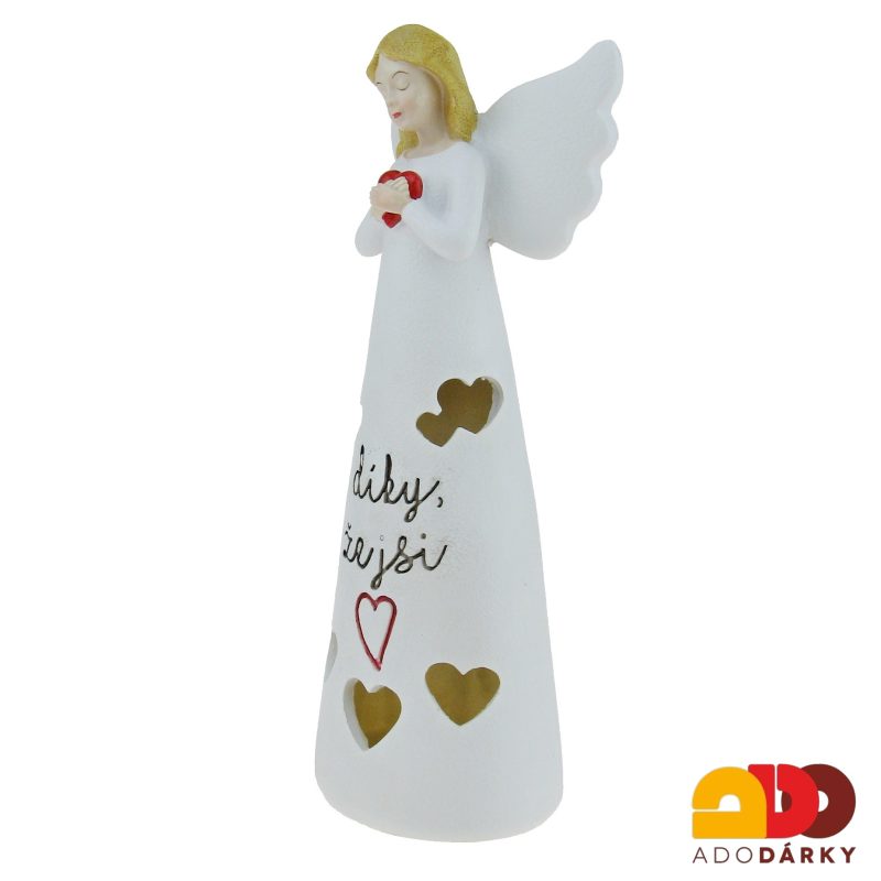 Anděl "Díky, že jsi" LED svítící 25 cm