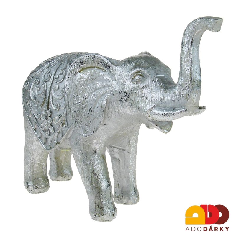 Slon stříbrné barvy 18,5 cm