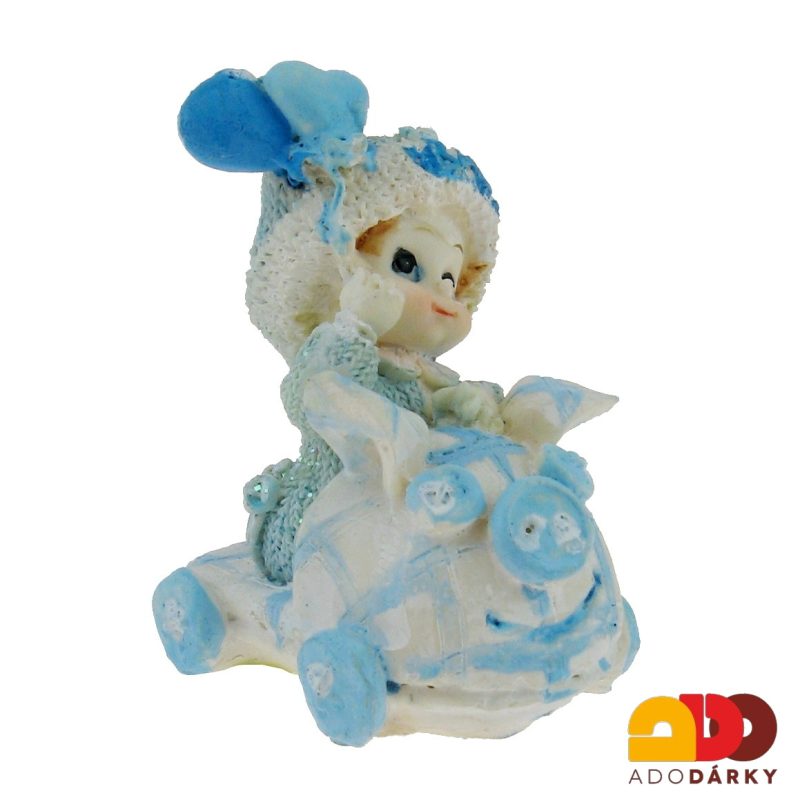 Figurka miminka - kluk v kočárku 7,5 cm