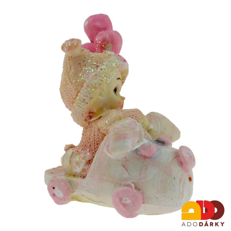Figurka miminka - holka v kočárku s balonkem 7,5 cm