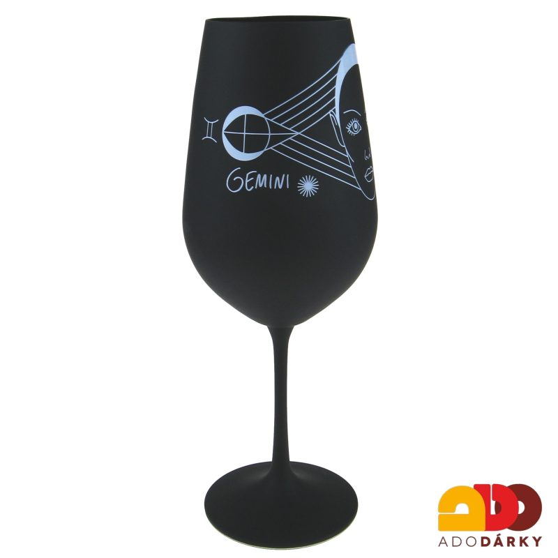 Černá číše na víno znamení Blíženec 0,55 l